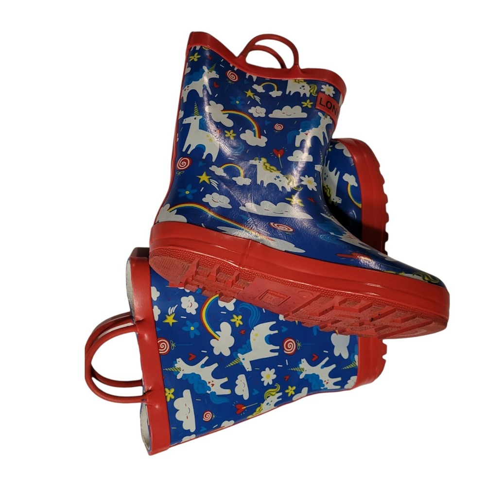 Lone Cone Rain Boots Kids Lone Cone Kids Size 1 Unicorn Multicolor Red Blue - Picture 4 of 6